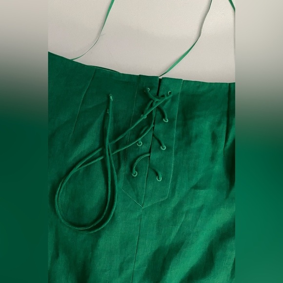 Saloni Neelam floral embroidered cutout linen dress emerald green sz us 12 - Picture 12 of 12